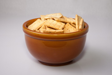 Bowl of reganas, typical andalusian breadsticks, served on rusti