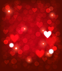 Valentine background with heart shape and lights. Vector