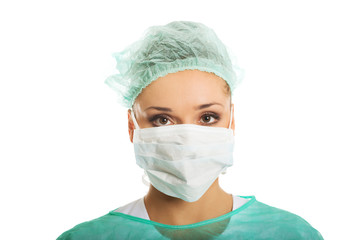 Female doctor in protective mask