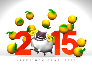 White Sheep And Oranges, 2015, Greeting On White Background