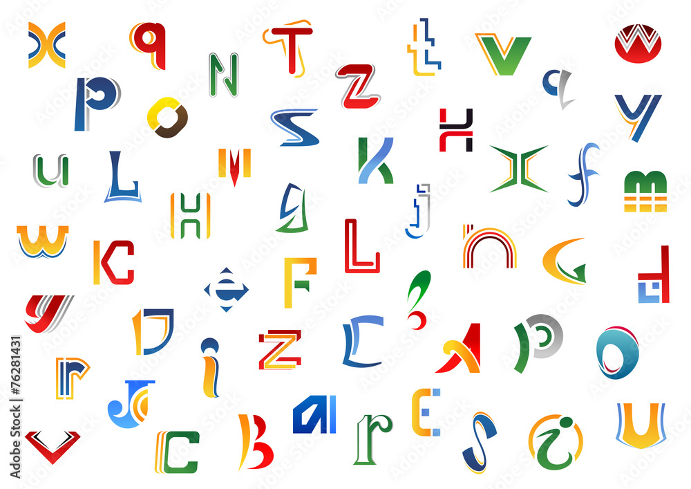 Poster abstract colorful letters template elements