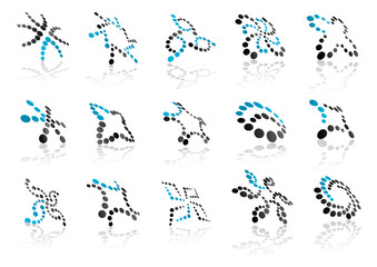 Modern 3D icons with reflection