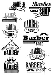 Black vintage barber shop logo and emblems