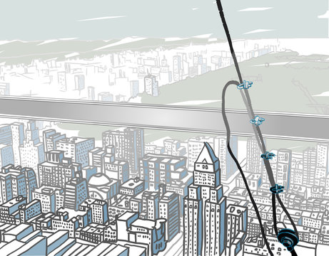 Atop a Skyscraper.Abstract vector illustration of classic view