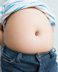 The size of stomach of children with overweight.