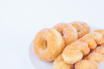 Delicious Sugar Ring Donut with a White paper Background