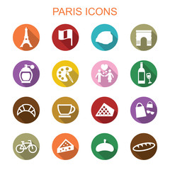 Fototapeta premium paris long shadow icons