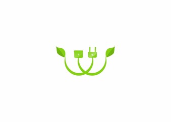 eco leaf leaves electric plug logo icon