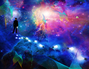 Obraz na płótnie Canvas Man considering the expanse of space
