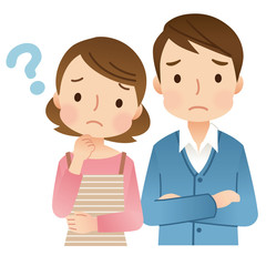 悩んでいる若い夫婦