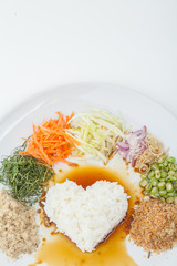 Nasi kerabu or kao yum, Southen Thai-Style rice with herbs and v