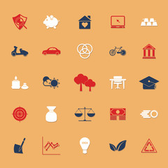 Sufficient economy flat icons with shadow