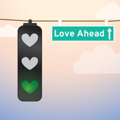 Love Lights -Love Ahead Road Sign