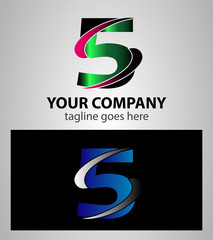 Abstract icons for number 5 logo
