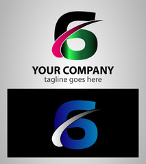 Number one 6 logo icon design template elements