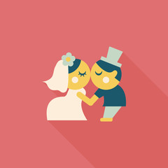 wedding couple flat icon with long shadow,eps10