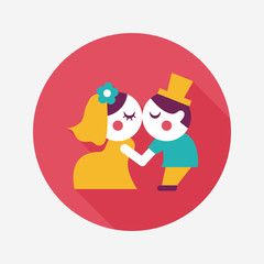 wedding couple flat icon with long shadow,eps10