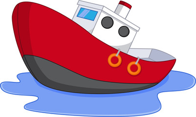 Cartoon boat with water