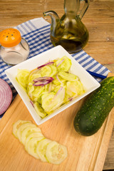 Preparing a cucumber salad