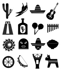Mexico icons set
