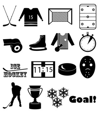 Ice hockey icons set