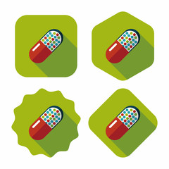 Pills flat icon with long shadow