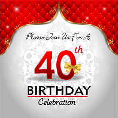 celebrating 40 years birthday, Golden red royal background