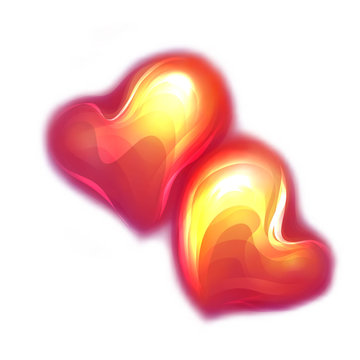 Vector illustration of red glossy hearts