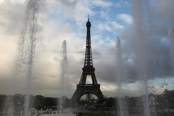 Eiffel Tower on the Champ de Mars in Paris, France.