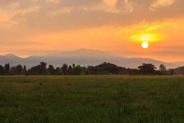 Big sun on the mountain
