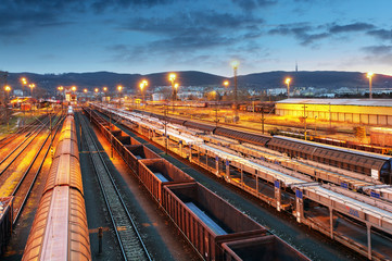 Fototapeta na wymiar Freight trains - Cargo transportation