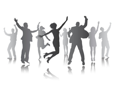 Group of People Celebrating Team Success Vector Concept