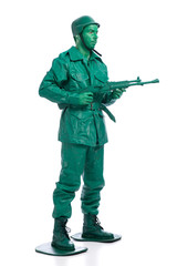 Fototapeta premium Man on a green toy soldier costume