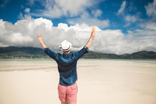 young casual man at the seaside