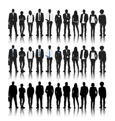 Silhouettes of Business People in a Row Vector Concept