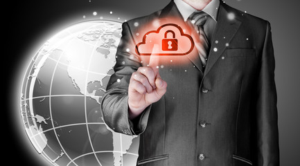 Secure Online Cloud Computing Concept with business man