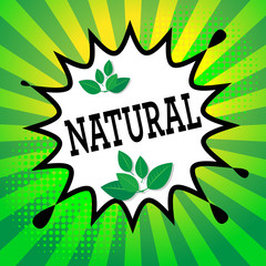 Comic explosion with text Natural, vector