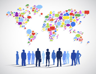 World Map Social Media Community Global Concept