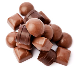 Dark chocolate on a white background
