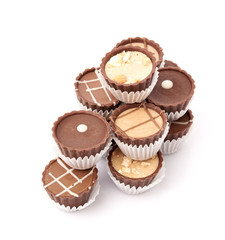 Dark chocolate on a white background