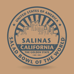 Grunge rubber stamp with name of Salinas, California