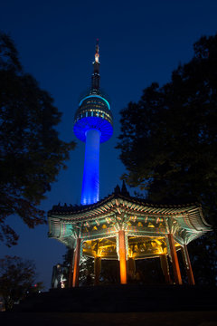 N Seoul tower with pavilion in Namsan Seoul South Korea