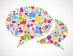 Colorful Icons in Speech Bubbles shape