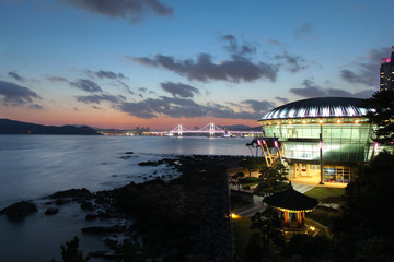 Evening at Dongbaek island in Busan Korea
