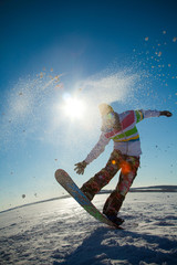 Extreme winter on snowboard