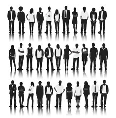 Silhouette Group People Standing Togetherness Team Concept