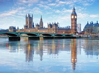 Photo sur Aluminium Londres Londres - Big Ben et chambres du parlement, Royaume-Uni