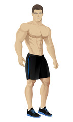 Muscle man , bodybuilder.