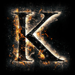 Fire alphabet. Letter K.