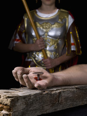 Hand of Christ, nailed to the cross